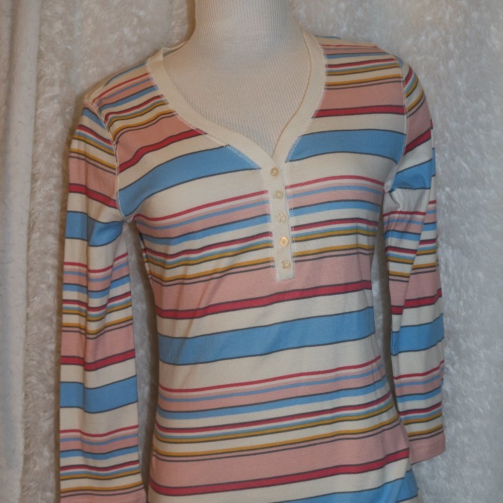 Chaps ladies knit top size small and/or SP NWT very nice striped top